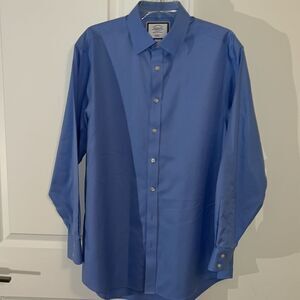 Charles Tyrwhitt French Blue 2 button Cuff Dress work shirt 16 x 34 NON IRON L